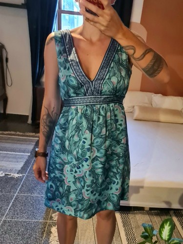 Kleid 38 pfauenmuster - h&m,