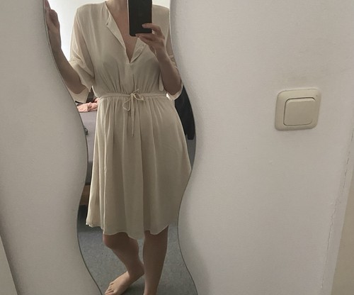 Damen kleid beige mit - damen,